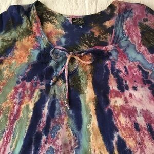Women’s Multicolor Tie-Dye Peasant Top